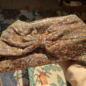 RARE Y2K Betsey Johnson Rainbow 🌈 Sequin Bow Purse / Clutch